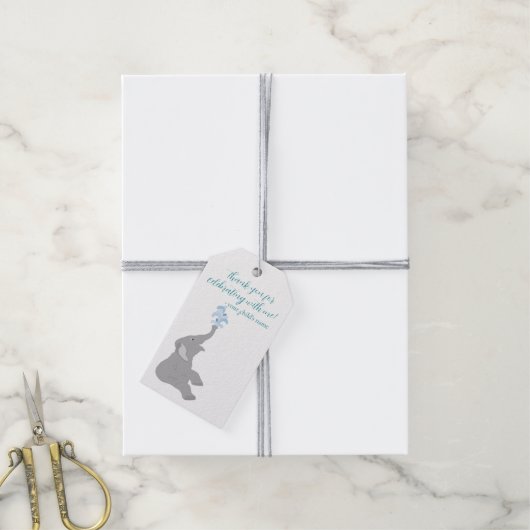 Aangepast Kind op dag van geboorte Modern Elephant Cadeaulabel (Met Touw)