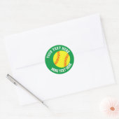 Aangepast kind op feestdag voor softbalsport ronde sticker (Envelop)