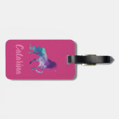 Aangepast Kind Unicorn bagagelabel Cute Pink (Achterkant horizontaal)