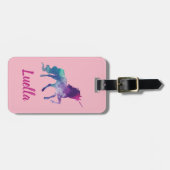 Aangepast Kind Unicorn bagagelabel Cute Pink (Voorkant horizontaal)