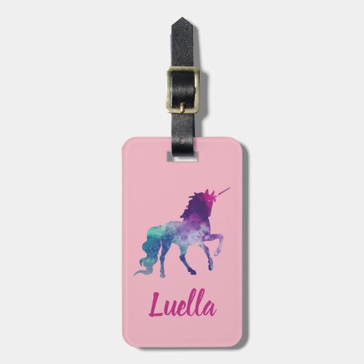 Aangepast Kind Unicorn bagagelabel Cute Pink (Voorkant verticaal)