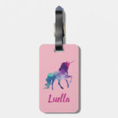Aangepast Kind Unicorn bagagelabel Cute Pink (Achterkant verticaal)
