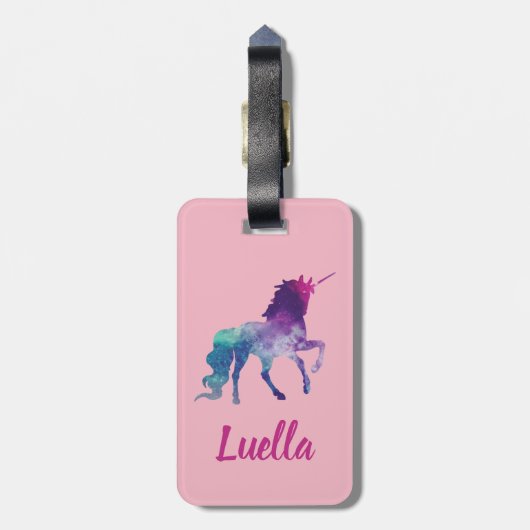 Aangepast Kind Unicorn bagagelabel Cute Pink (Achterkant verticaal)