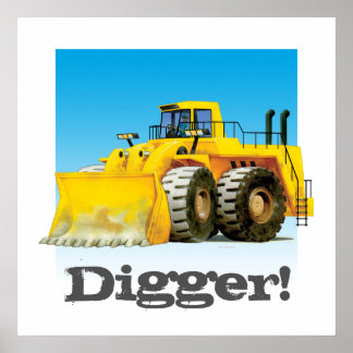 Aangepast Kinder bouwmateriaal Gele vrachtwagen Poster