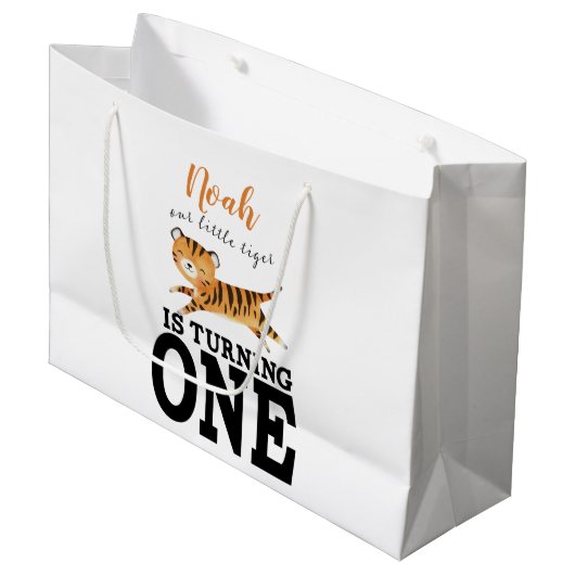 Aangepast Kinder eerste geboortedag monogram Groot Cadeauzakje (Voorkant Gekanteld)