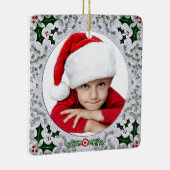 Aangepast Kinder Foto  Holly Square Lijst Keramisch Ornament (Rechts)