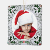 Aangepast Kinder Foto  Holly Square Lijst Keramisch Ornament (Links)