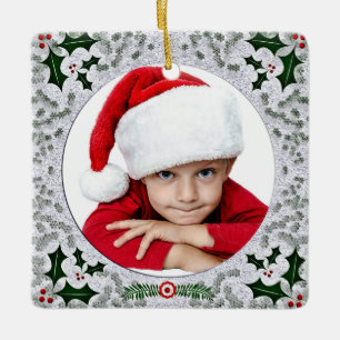 Aangepast Kinder Foto Holly Square Lijst Keramisch Ornament