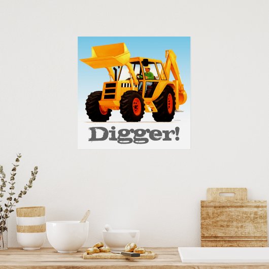 Aangepast Kinder Geel Digger Poster (Keuken)