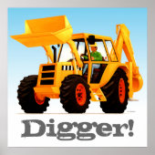 Aangepast Kinder Geel Digger Poster (Voorkant)