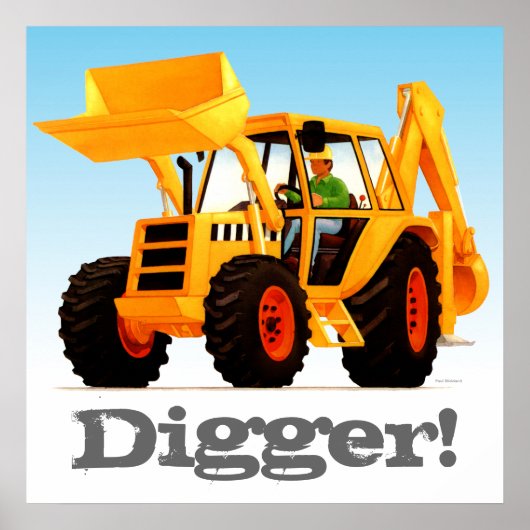 Aangepast Kinder Geel Digger Poster (Voorkant)