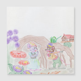 Aangepast Kinder kunstwerk, twee leuke muis, bloem