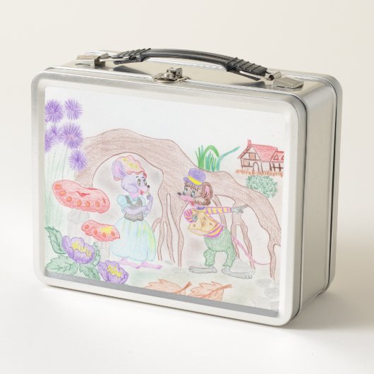 Aangepast Kinder kunstwerk, twee leuke muis, bloem (Voorkant)