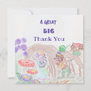 Aangepast Kinder kunstwerk, twee leuke muis, bloem