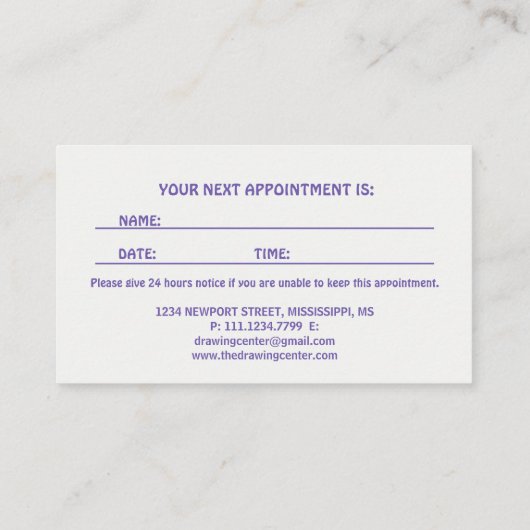 Aangepast Kinder kunstwerk, twee leuke muis, bloem Afsprakenkaartje (Achterkant)