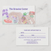 Aangepast Kinder kunstwerk, twee leuke muis, bloem Afsprakenkaartje (Voorkant / Achterkant)