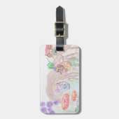 Aangepast Kinder kunstwerk, twee leuke muis, bloem Bagagelabel (Voorkant verticaal)