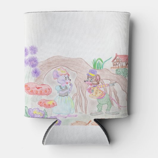 Aangepast Kinder kunstwerk, twee leuke muis, bloem Blikjeskoeler (Voorkant)