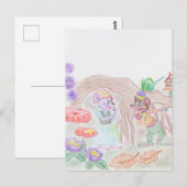 Aangepast Kinder kunstwerk, twee leuke muis, bloem Briefkaart (Voorkant / Achterkant)