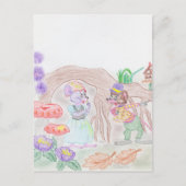 Aangepast Kinder kunstwerk, twee leuke muis, bloem Briefkaart (Voorkant)
