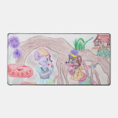 Aangepast Kinder kunstwerk, twee leuke muis, bloem Bureaumat (Voorkant)