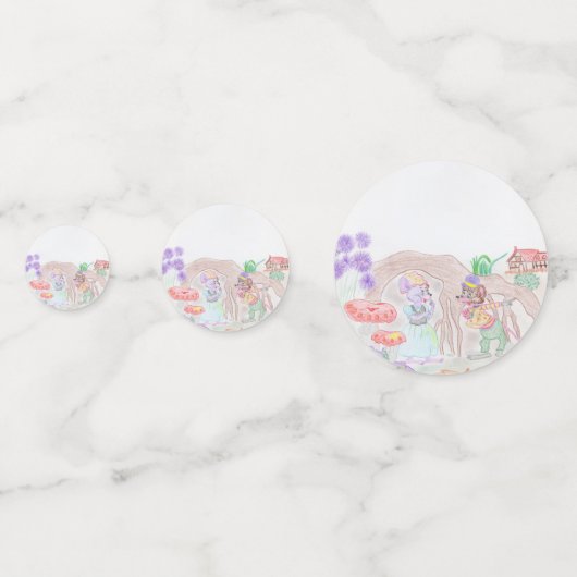 Aangepast Kinder kunstwerk, twee leuke muis, bloem Confetti (Achterkanten)