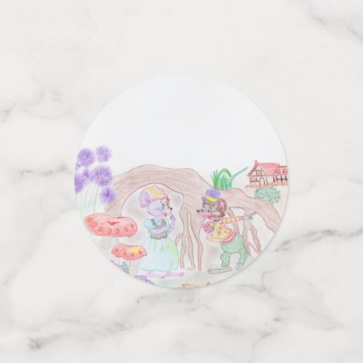 Aangepast Kinder kunstwerk, twee leuke muis, bloem Confetti (Kleine voorkant)