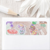 Aangepast Kinder kunstwerk, twee leuke muis, bloem Etiket (Insitu)