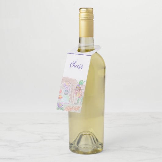 Aangepast Kinder kunstwerk, twee leuke muis, bloem Flessenhanger (Schuin)