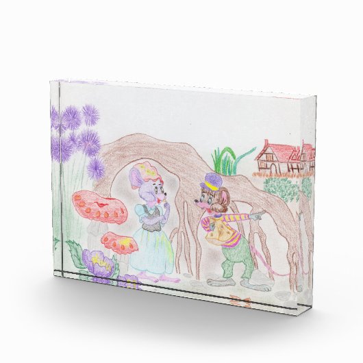 Aangepast Kinder kunstwerk, twee leuke muis, bloem Fotoblokken (Rechts)