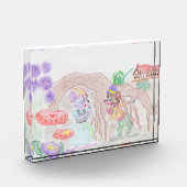 Aangepast Kinder kunstwerk, twee leuke muis, bloem Fotoblokken (Links)