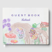 Aangepast Kinder kunstwerk, twee leuke muis, bloem Gastenboek (Voorkant)