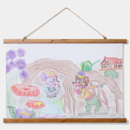 Aangepast Kinder kunstwerk, twee leuke muis, bloem Hangend Wandkleed