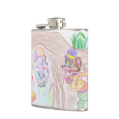 Aangepast Kinder kunstwerk, twee leuke muis, bloem Heupfles (Links)