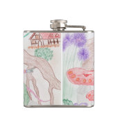 Aangepast Kinder kunstwerk, twee leuke muis, bloem Heupfles (Achterkant)