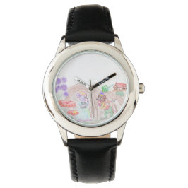 Aangepast Kinder kunstwerk, twee leuke muis, bloem Horloge