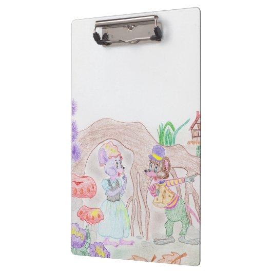 Aangepast Kinder kunstwerk, twee leuke muis, bloem Klembord (Links)