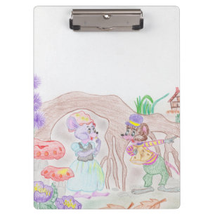 Aangepast Kinder kunstwerk, twee leuke muis, bloem Klembord
