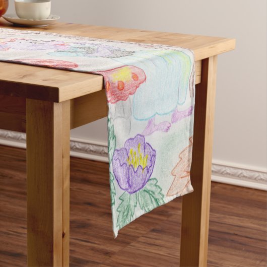 Aangepast Kinder kunstwerk, twee leuke muis, bloem Korte Tafelloper (Voorbeeld)