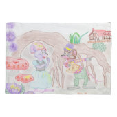 Aangepast Kinder kunstwerk, twee leuke muis, bloem Kussensloop (Achterkant)