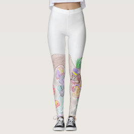 Aangepast Kinder kunstwerk, twee leuke muis, bloem Leggings