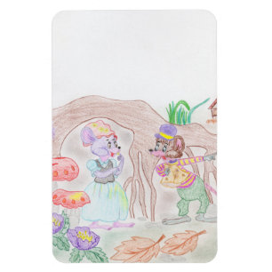 Aangepast Kinder kunstwerk, twee leuke muis, bloem Magneet