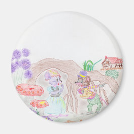 Aangepast Kinder kunstwerk, twee leuke muis, bloem Magneet