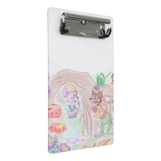 Aangepast Kinder kunstwerk, twee leuke muis, bloem Mini Klembord (Schuin)