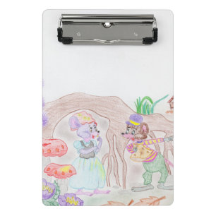 Aangepast Kinder kunstwerk, twee leuke muis, bloem Mini Klembord