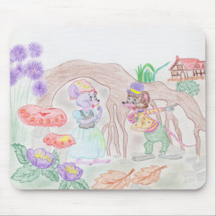 Aangepast Kinder kunstwerk, twee leuke muis, bloem Muismat