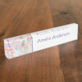 Aangepast Kinder kunstwerk, twee leuke muis, bloem Naambordje (Zijkant)