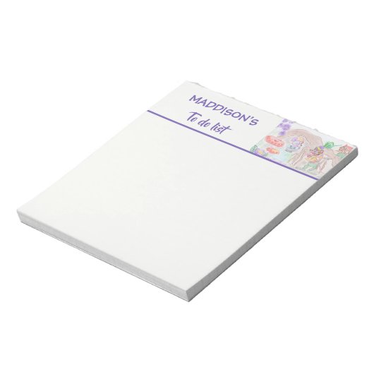 Aangepast Kinder kunstwerk, twee leuke muis, bloem Notitieblok (Linkerzijde)