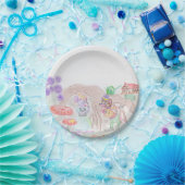 Aangepast Kinder kunstwerk, twee leuke muis, bloem Papieren Bordje (Feest)