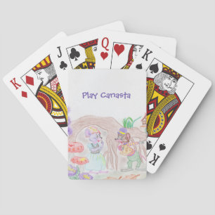 Aangepast Kinder kunstwerk, twee leuke muis, bloem Pokerkaarten